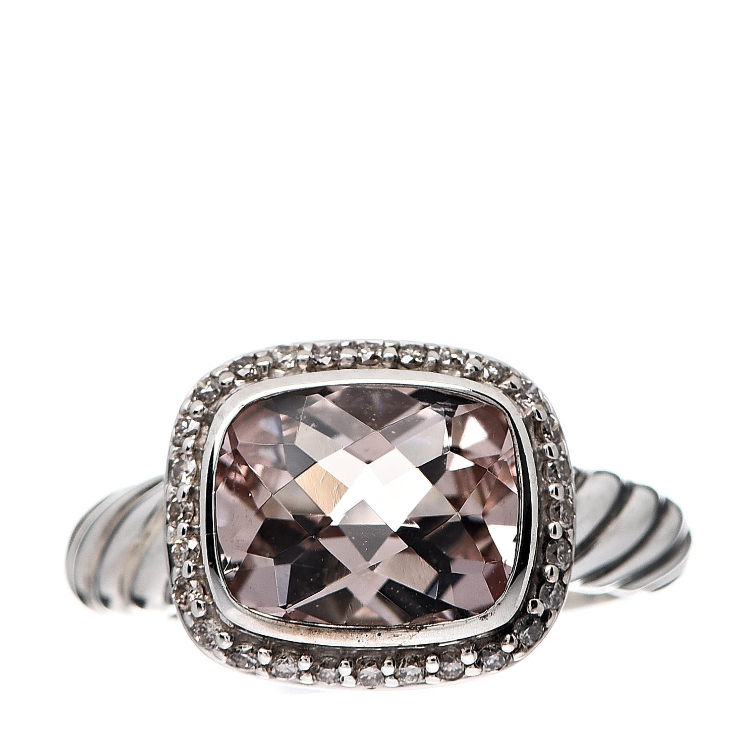 Sterling Silver Diamond Morganite 10mm Noblesse Ring 54 7