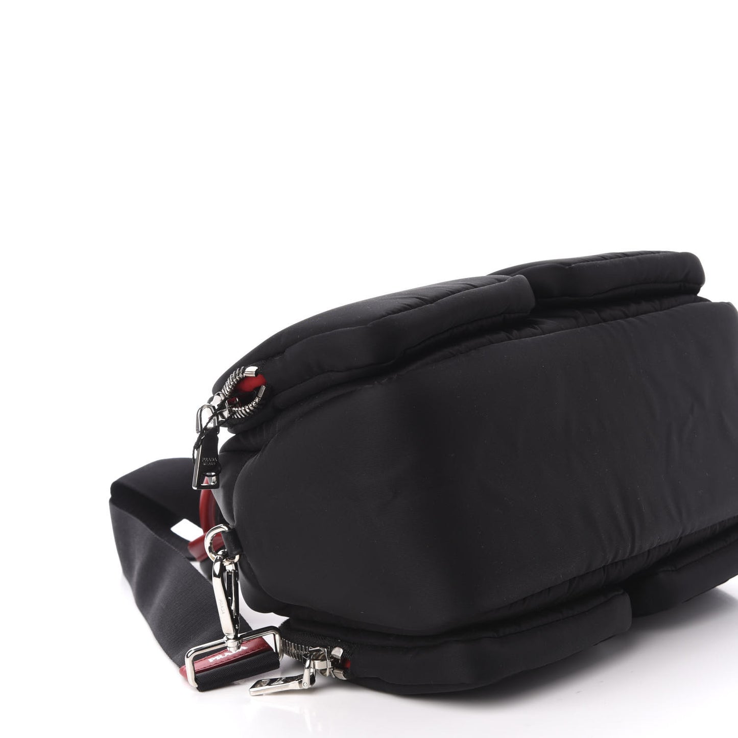 Tessuto Nylon Pocket Top Handle Cargo Shoulder Bag Black Fuoco
