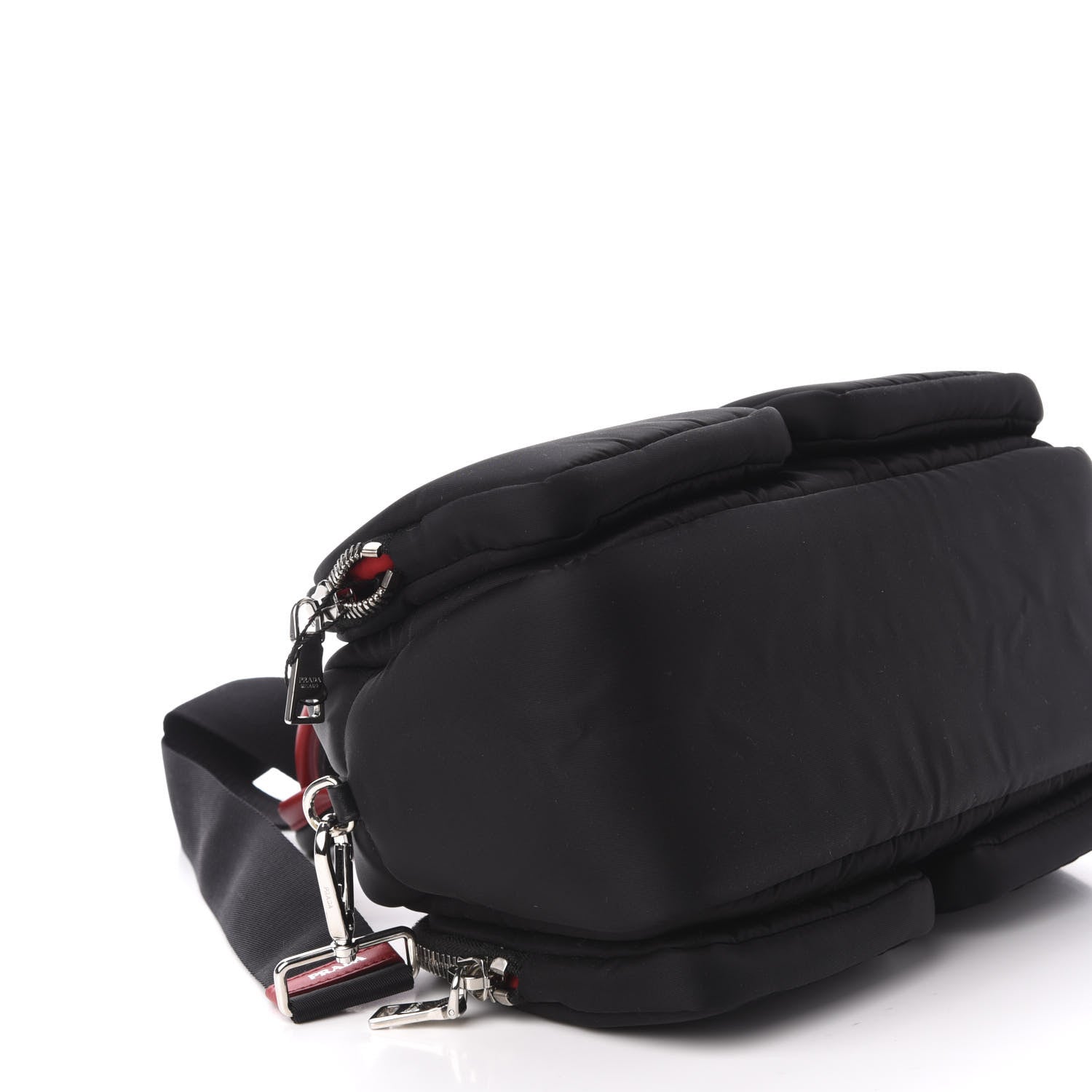 Prada Tessuto Nylon Pocket Top Handle Cargo Shoulder Bag Black Fuoco 8 of 10