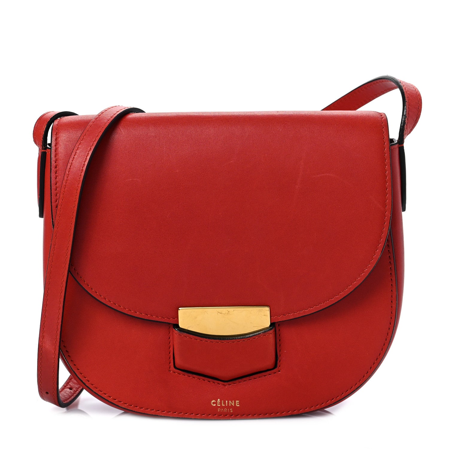 Celine Smooth Calfskin Small Trotteur Bright Red 1 of 11