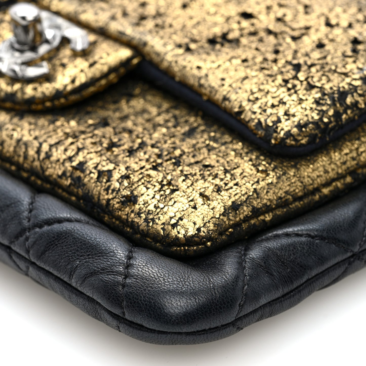 Lambskin Mineral Nights Wristlet Gold Black