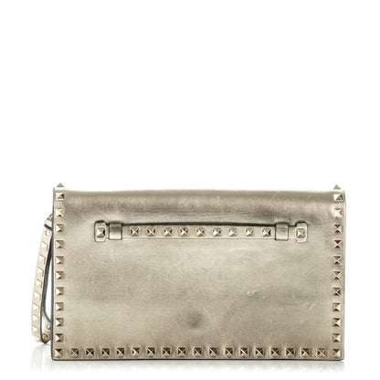 Valentino Garavani Metallic Nappa Rockstud Wristlet Clutch Gold 1 of 7