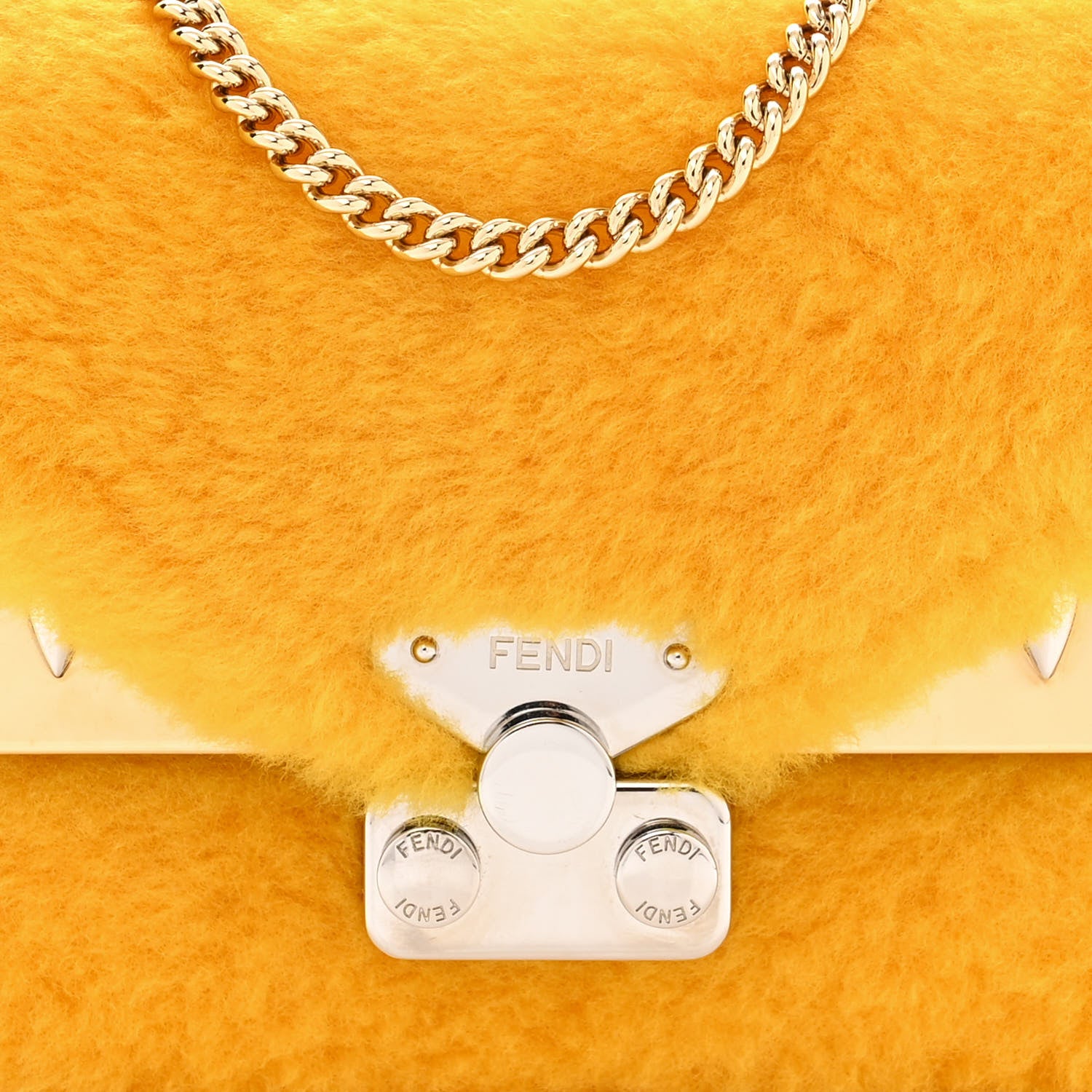 Fendi Shearling Glazed Fabric FF1974 Monster Eyes Small Bag Bug Chain Bag Narciso Tobacco Moro 8 of 10