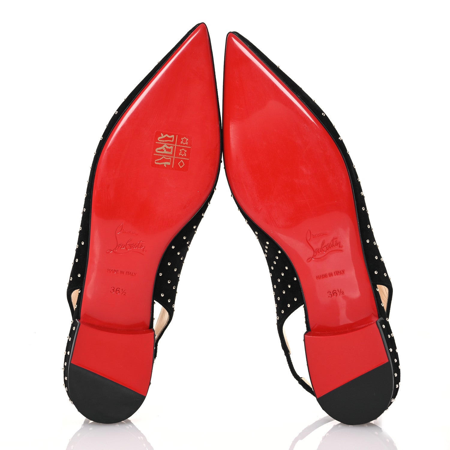 Christian Louboutin Suede Studded Slingback Flats 36.5 Black 6 of 9