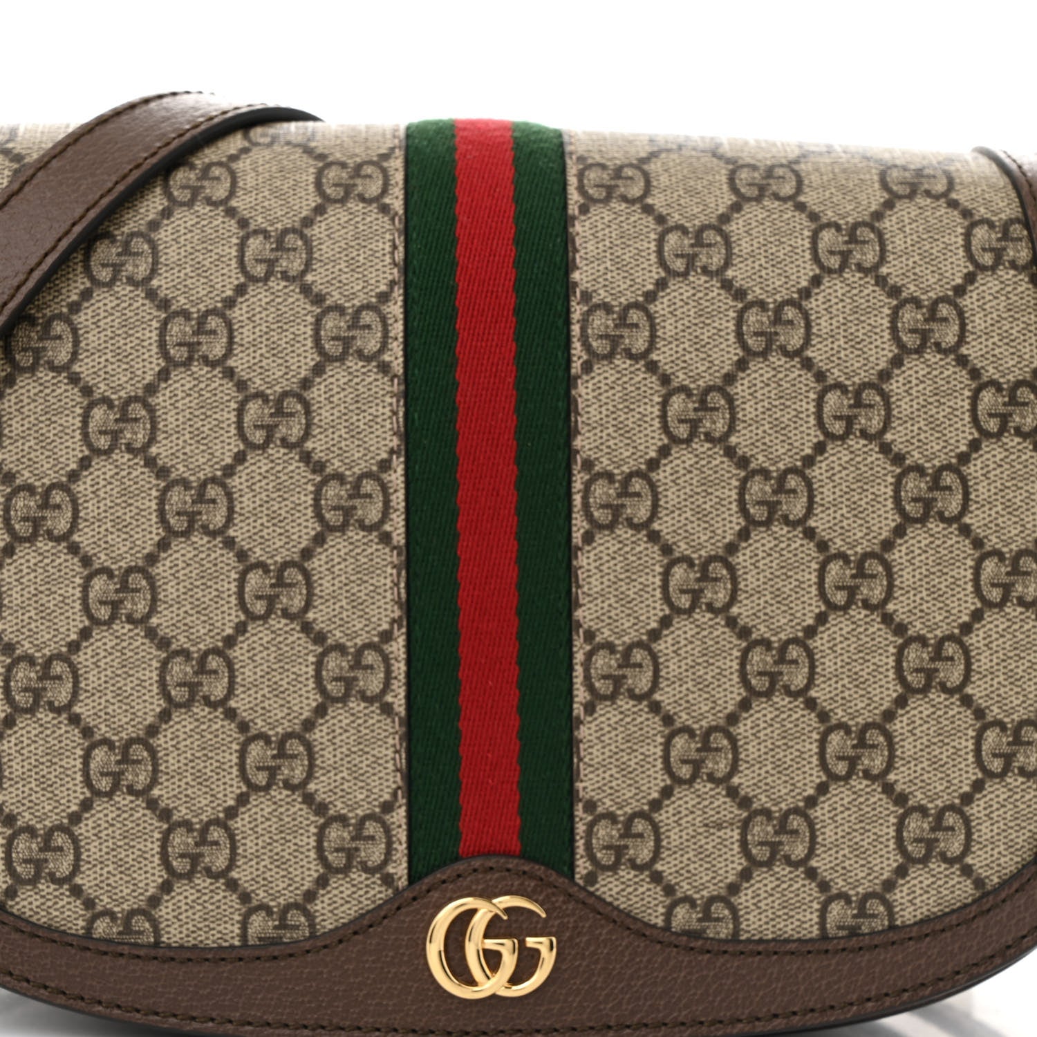Gucci GG Supreme Monogram Web Small Ophidia Flap Messenger Bag Brown 8 of 15