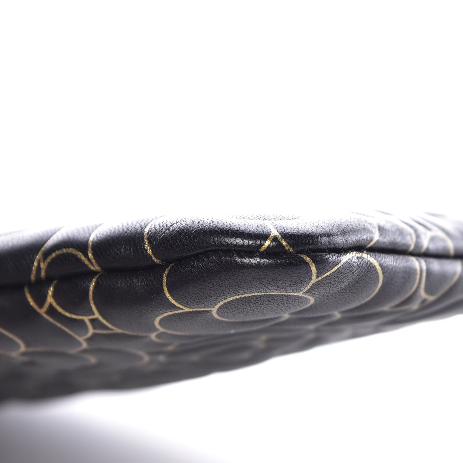 Chanel Lambskin Camellia Embossed Medium Cosmetic Case Black Gold 9 of 10