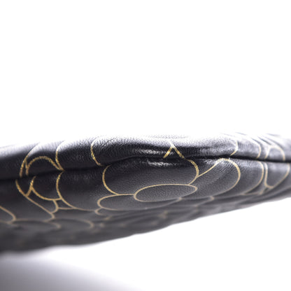 Chanel Lambskin Camellia Embossed Medium Cosmetic Case Black Gold 9 of 10