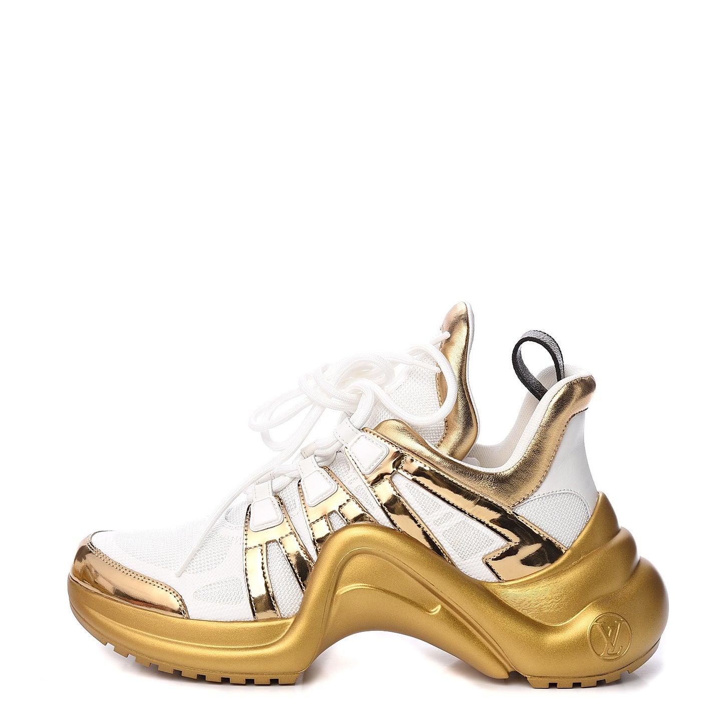 Metallic Calfskin Technical Nylon LV Archlight Sneakers 39 White Gold