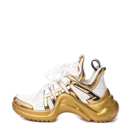 Louis Vuitton Metallic Calfskin Technical Nylon LV Archlight Sneakers 39 White Gold 1 of 9