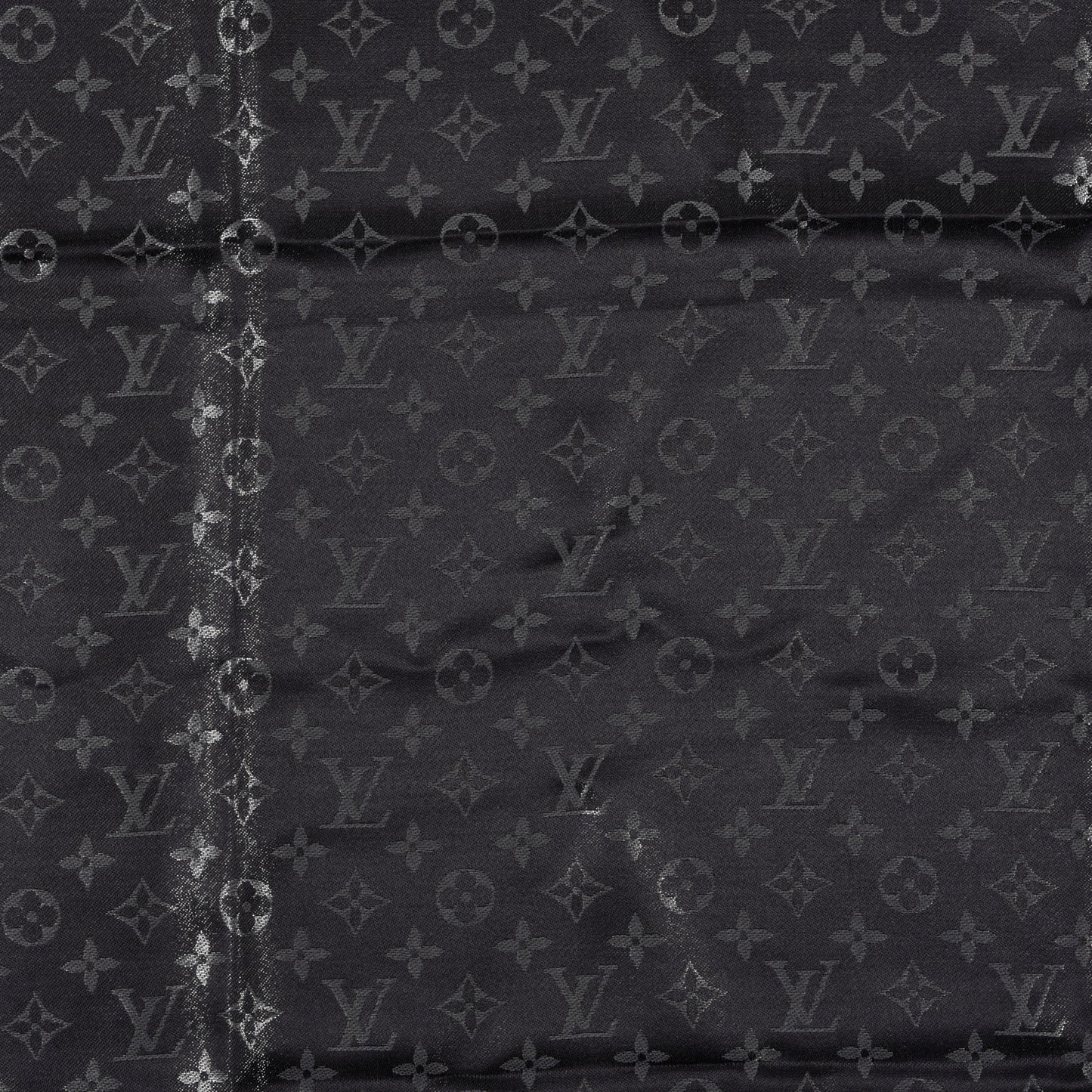 Silk Lurex Wool Monogram Shine Shawl Black