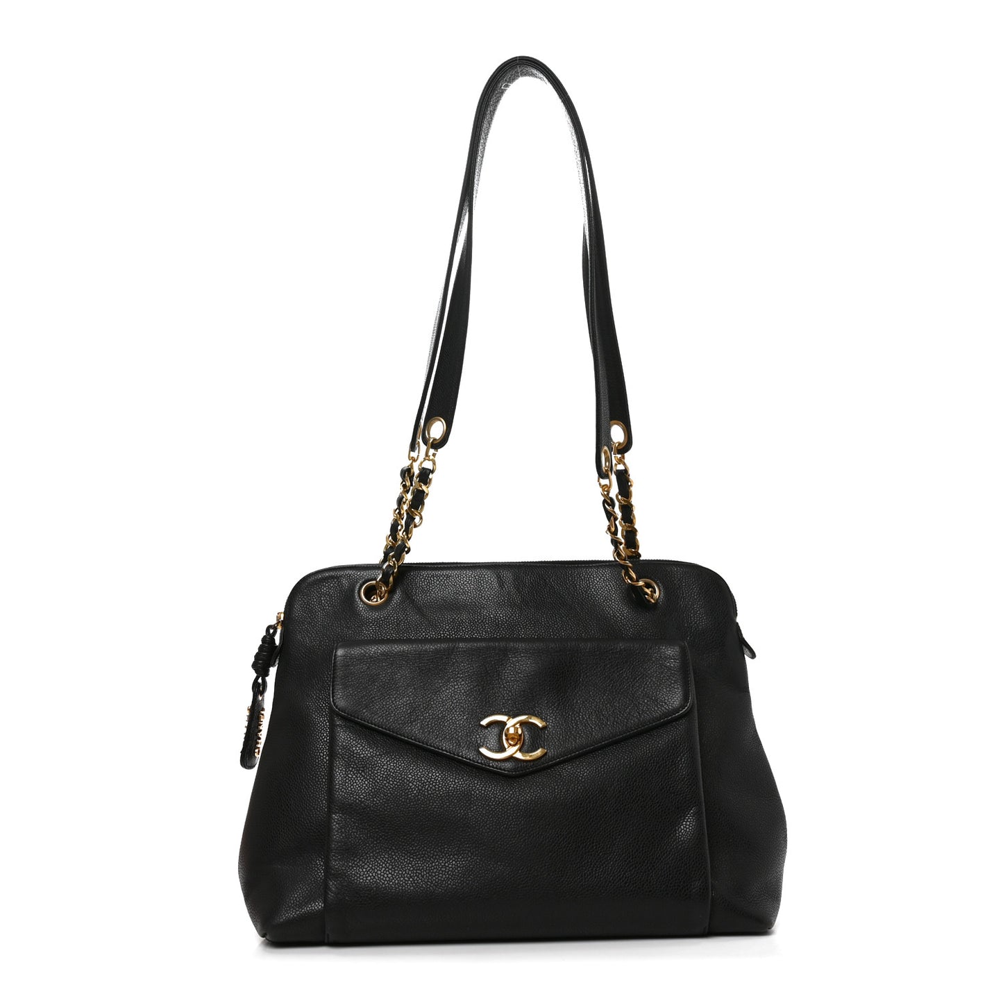 Caviar Flap Shoulder Bag Black