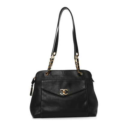 Chanel Caviar Flap Shoulder Bag Black 2 of 17