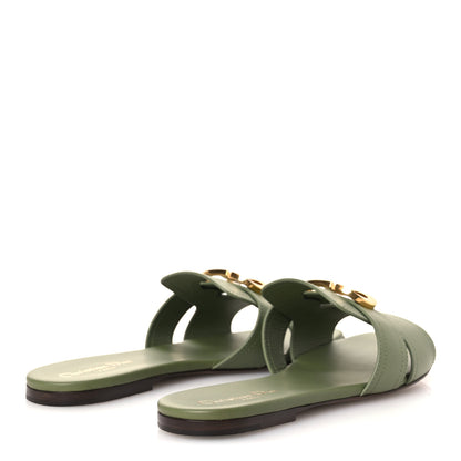Christian Dior Calfskin 30 Montaigne Flat Slide Sandals 39 Leaf Green 5 of 10