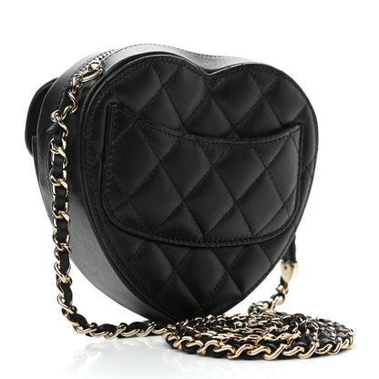Chanel Lambskin Quilted CC In Love Heart Clutch With Chain Black 3 of 9
