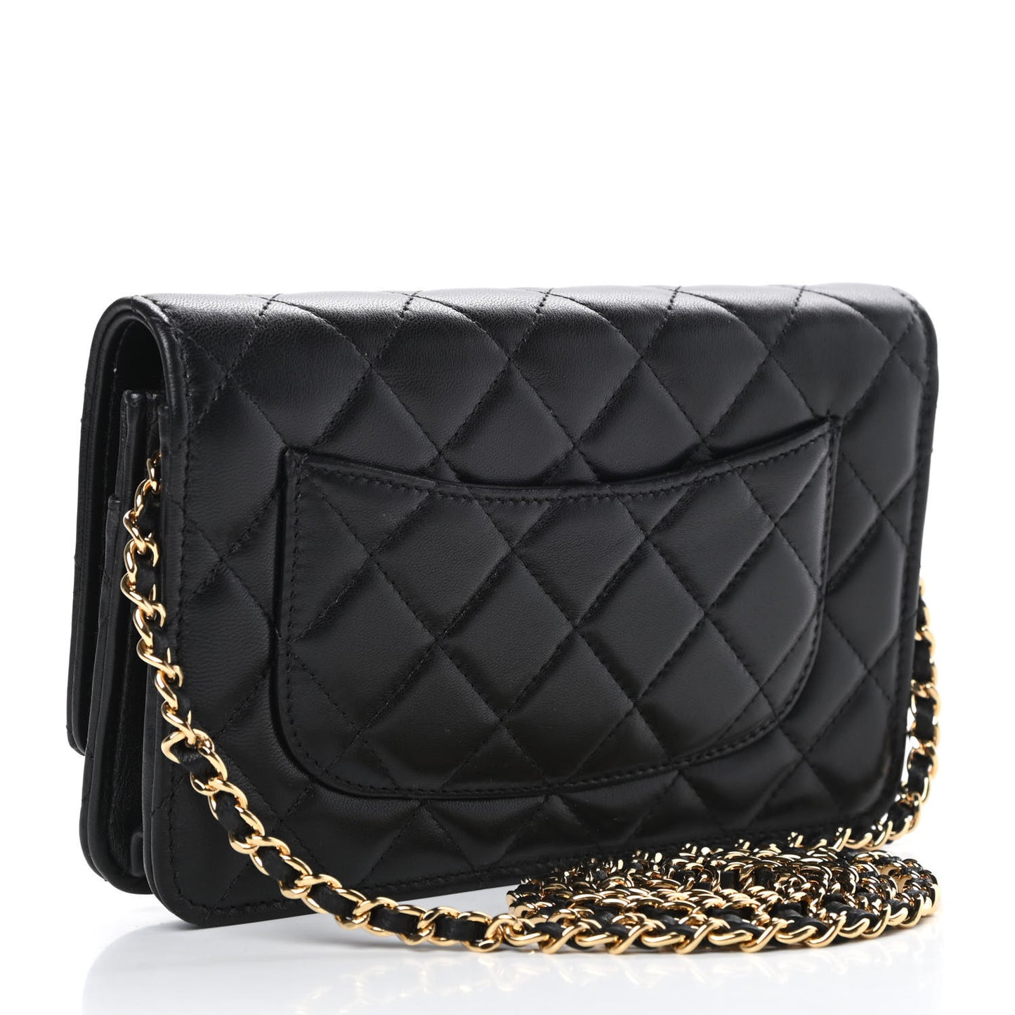 Lambskin Quilted Wallet On Chain WOC Black