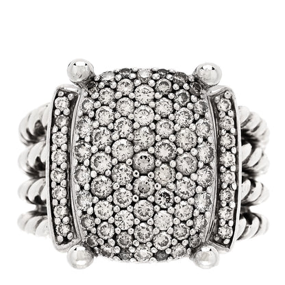 David Yurman Sterling Silver Diamond 16mm Wheaton Ring 53 6.5 1 of 6