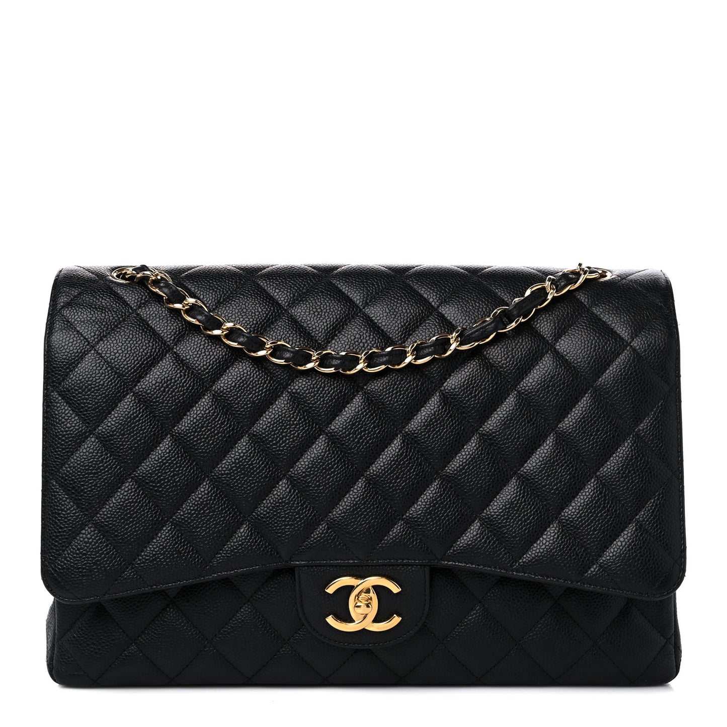 Caviar Quilted Maxi Double Flap Black