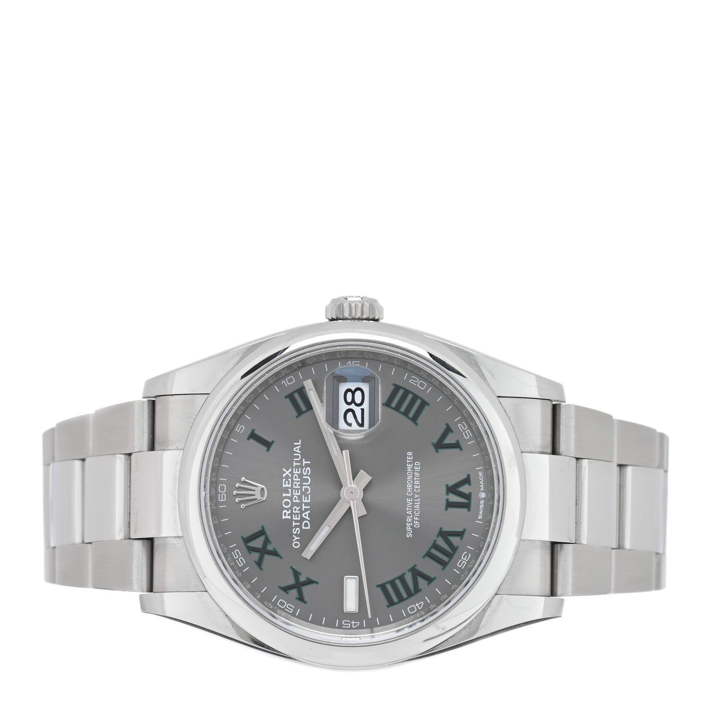 Stainless Steel 36mm Oyster Perpetual Wimbledon Datejust Watch Slate 126200