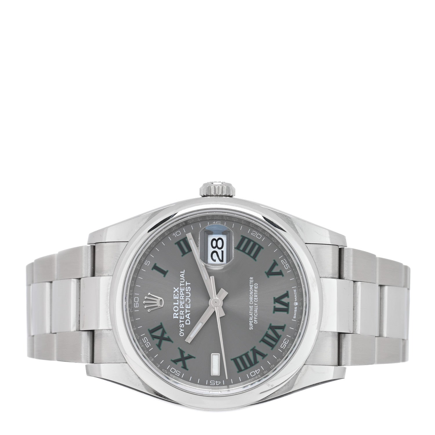 Rolex Stainless Steel 36mm Oyster Perpetual Wimbledon Datejust Watch Slate 126200 2 of 4
