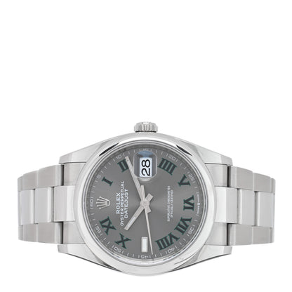 Rolex Stainless Steel 36mm Oyster Perpetual Wimbledon Datejust Watch Slate 126200 2 of 4