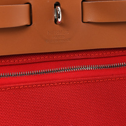Hermes Vache Hunter Toile Herbag Zip 31 PM Rouge Tomate Natural 7 of 9