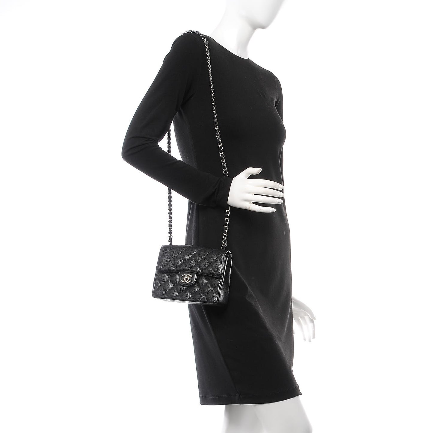 Caviar Quilted Mini Square Flap Black