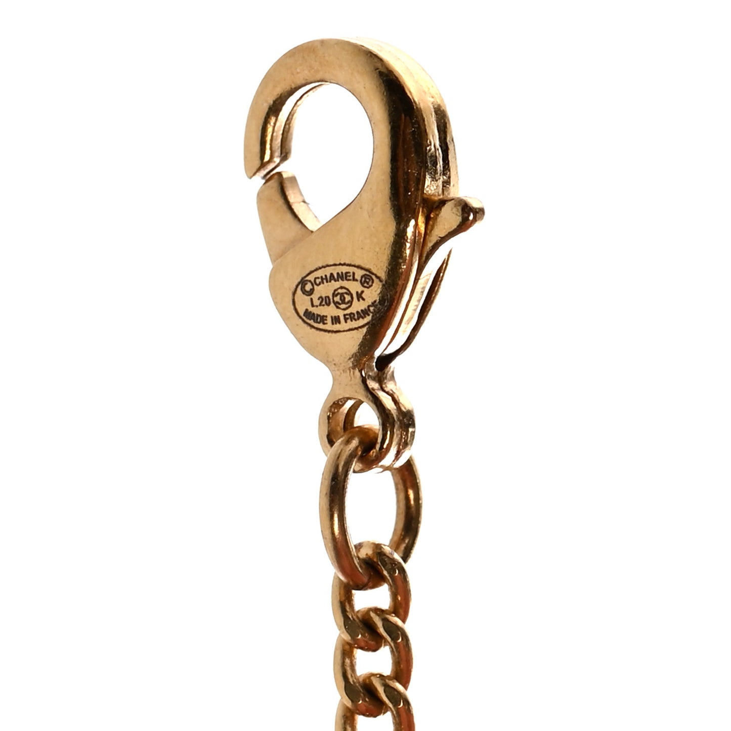 Pearl Crystal Twisted CC Drop Necklace Gold