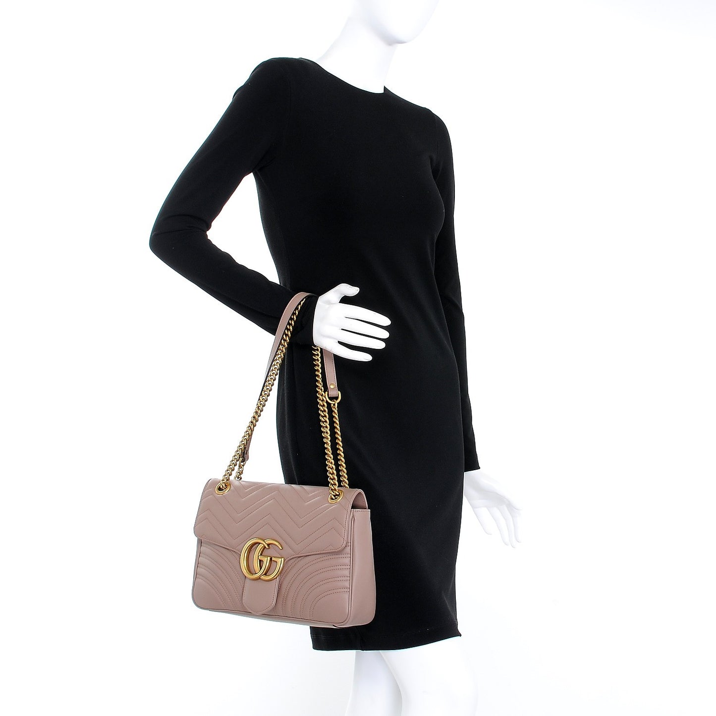 Calfskin Matelasse Medium GG Marmont Shoulder Bag Porcelain Rose