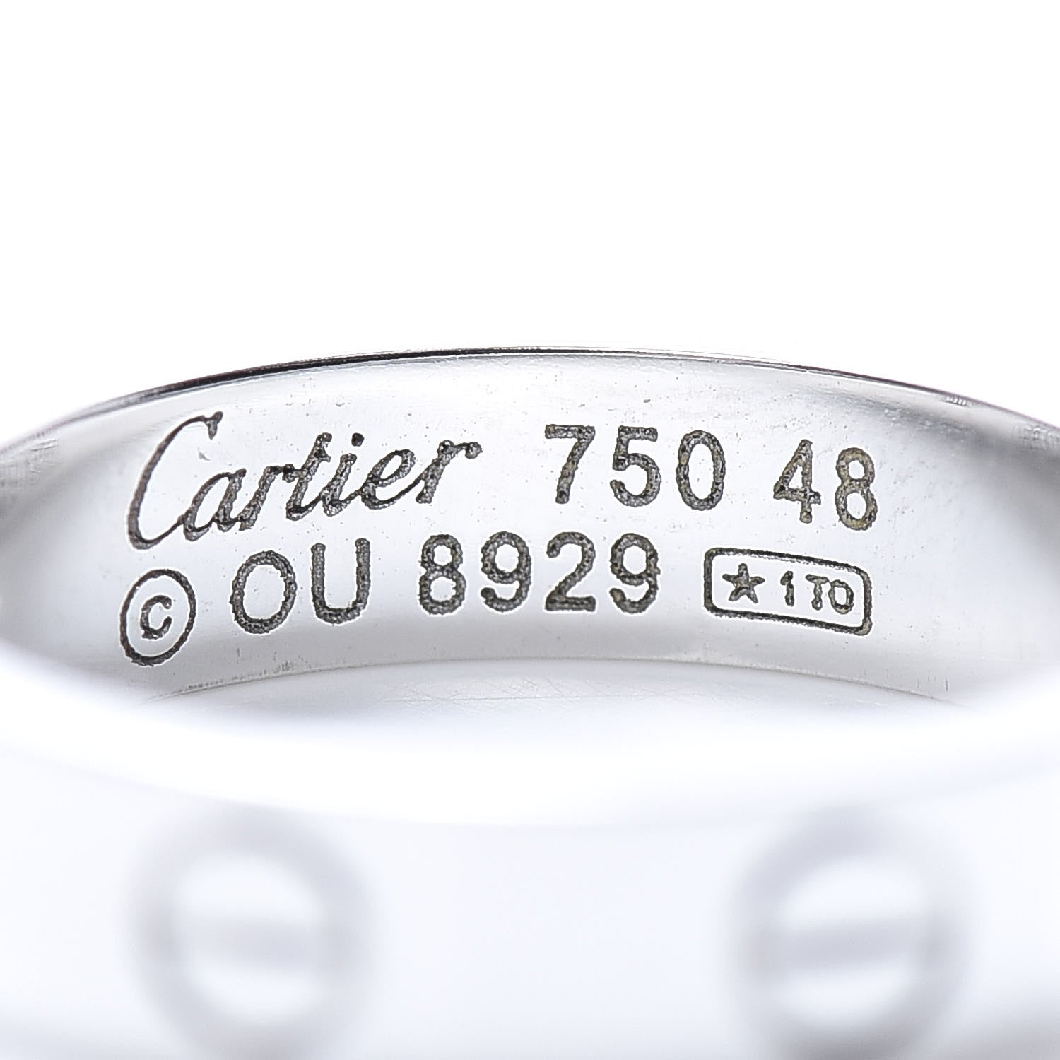 Cartier 18K White Gold Diamond 4mm LOVE Wedding Band Ring 48 4.5 4 of 5