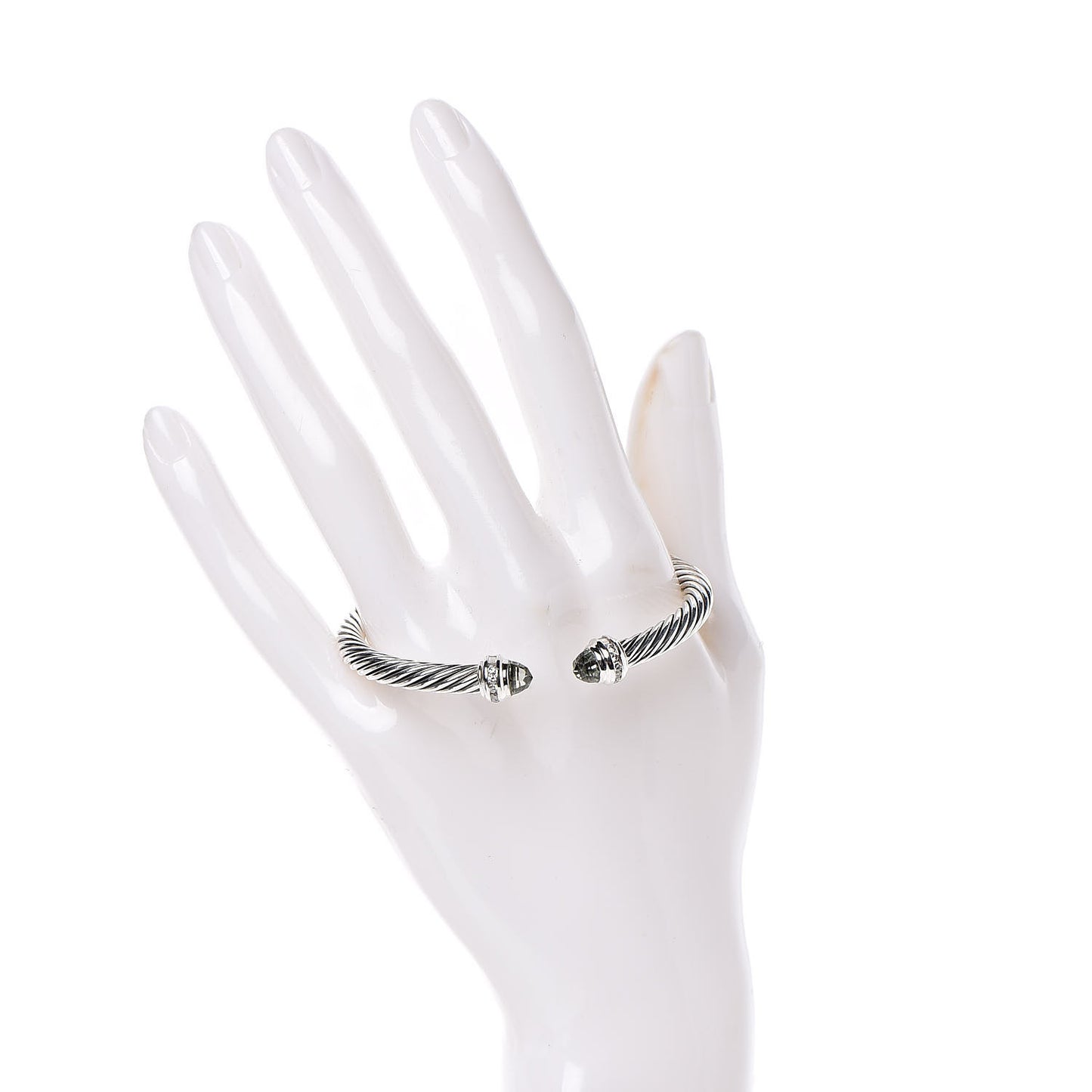 Sterling Silver Diamond Prasiolite 5mm Cable Classics Bracelet
