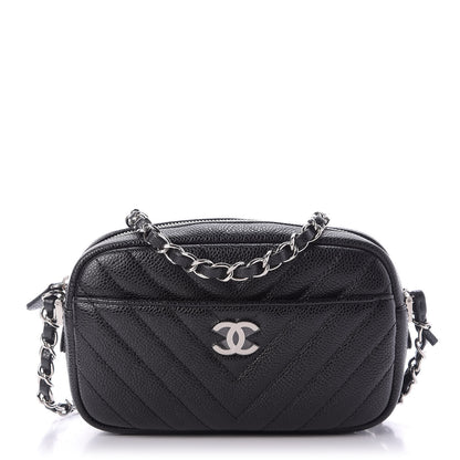 Chanel Caviar Chevron Quilted Camera Case Black 1 of 10