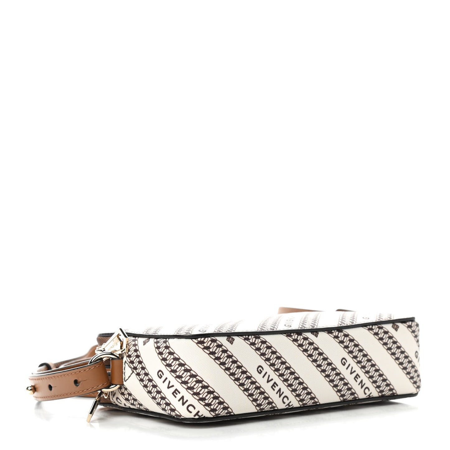 Canvas Logo Striped Crossbody Bag Beige