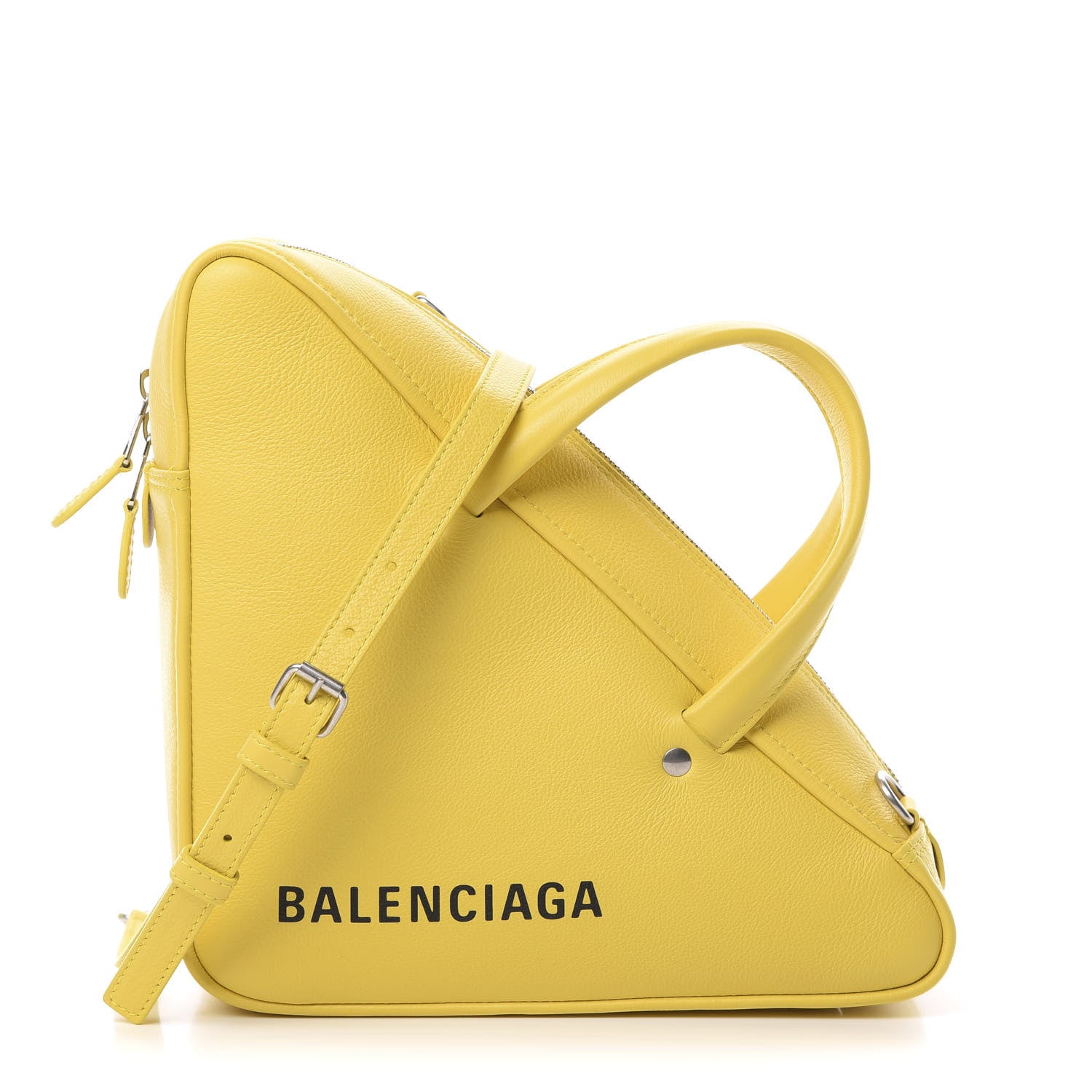 Balenciaga Shiny Day Calfskin Logo S Triangle Duffle Jaune Black 1 of 11