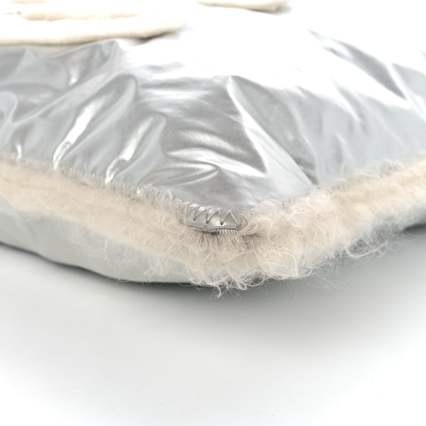 Vinyl Mohair Trimmed CC Bonbons Tote Silver