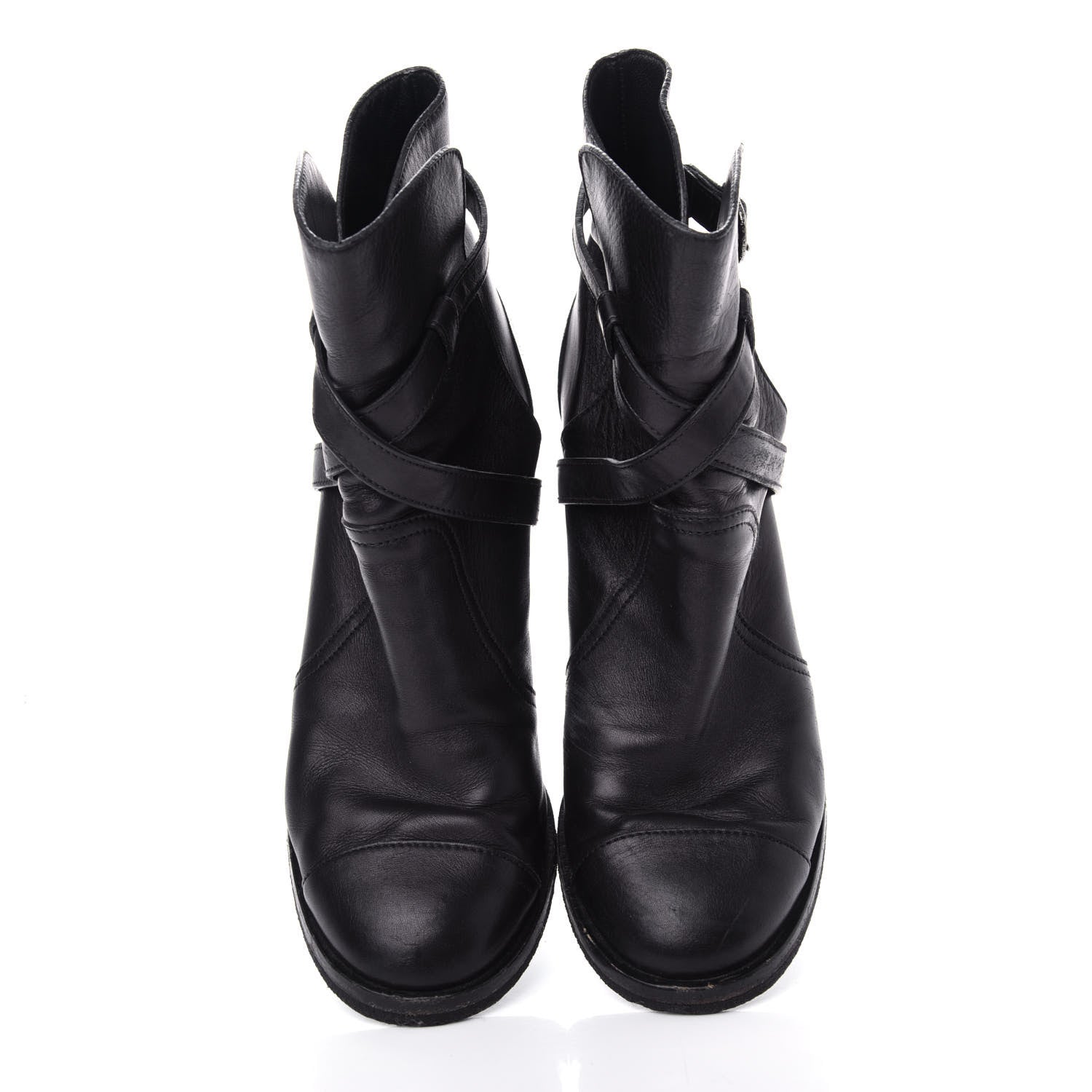 Chanel Lambskin CC Buckle Short Boots 39 Black 5 of 11