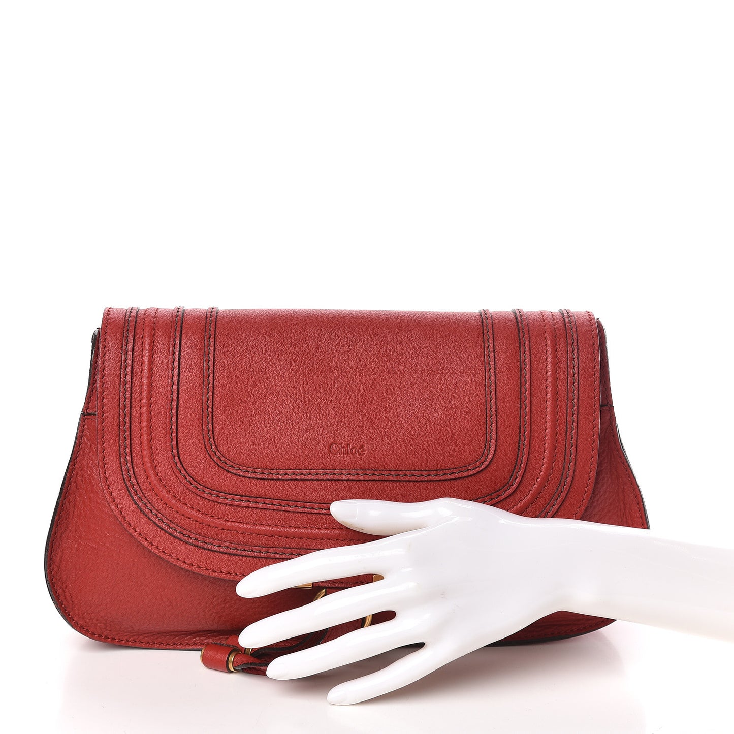 Calfskin Marcie Clutch Ruby