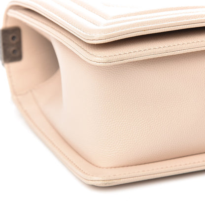 Chanel Caviar Chevron Quilted Medium Boy Flap Light Beige 9 of 10