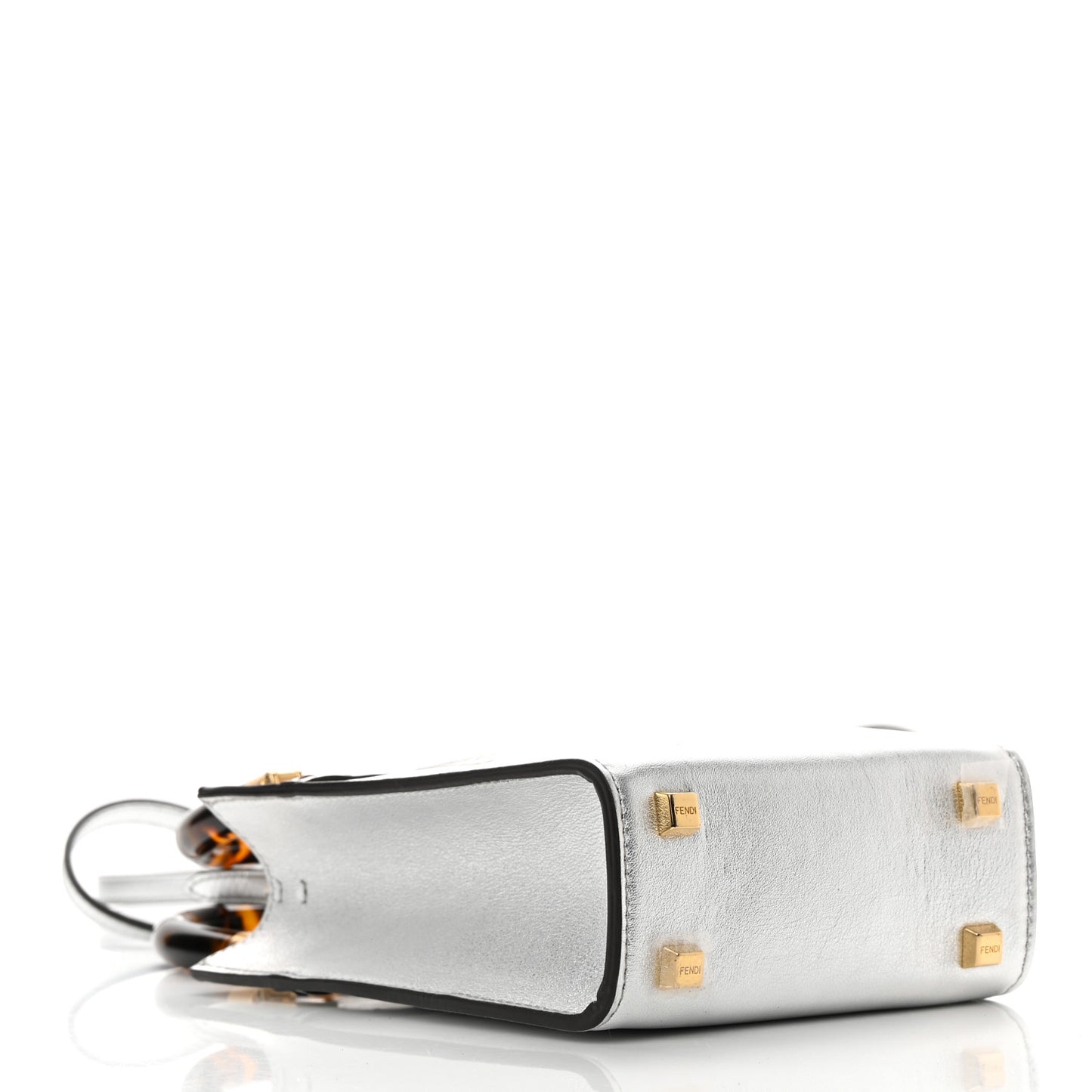Vitello Catalan Mirror Plexiglass Mini Fendi Sunshine Shopper Tote Argento