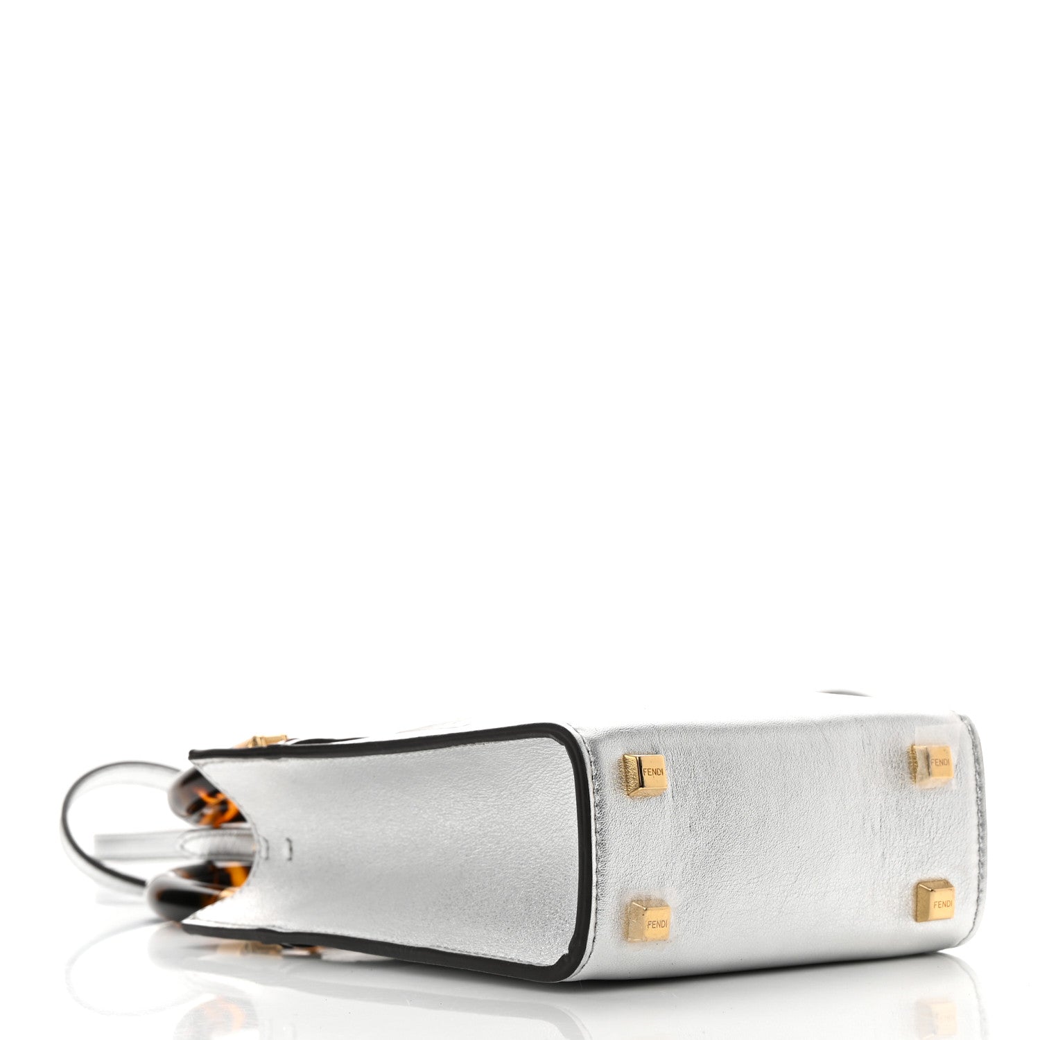 Fendi Vitello Catalan Mirror Plexiglass Mini Fendi Sunshine Shopper Tote Argento 4 of 12