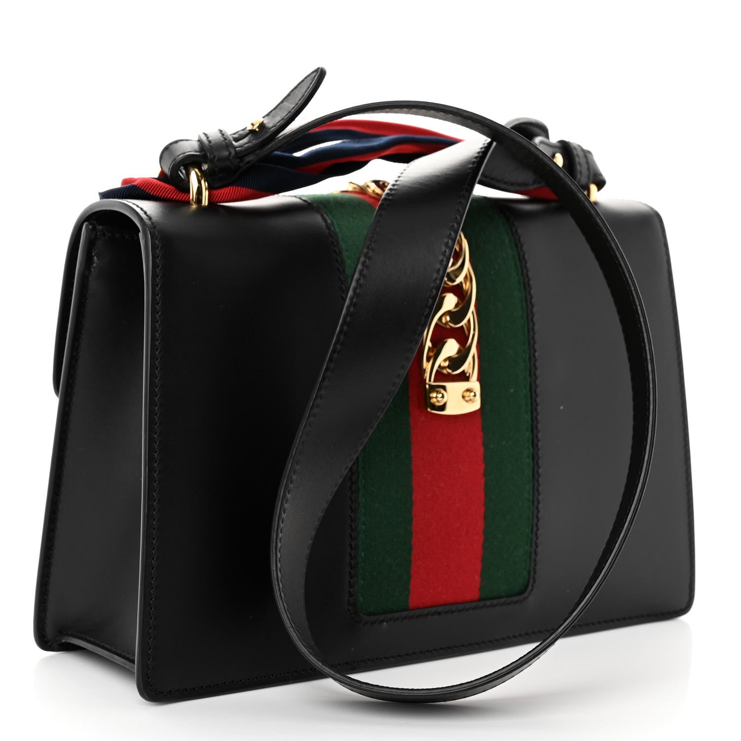 Gucci Calfskin Small Sylvie Shoulder Bag Black 3 of 10