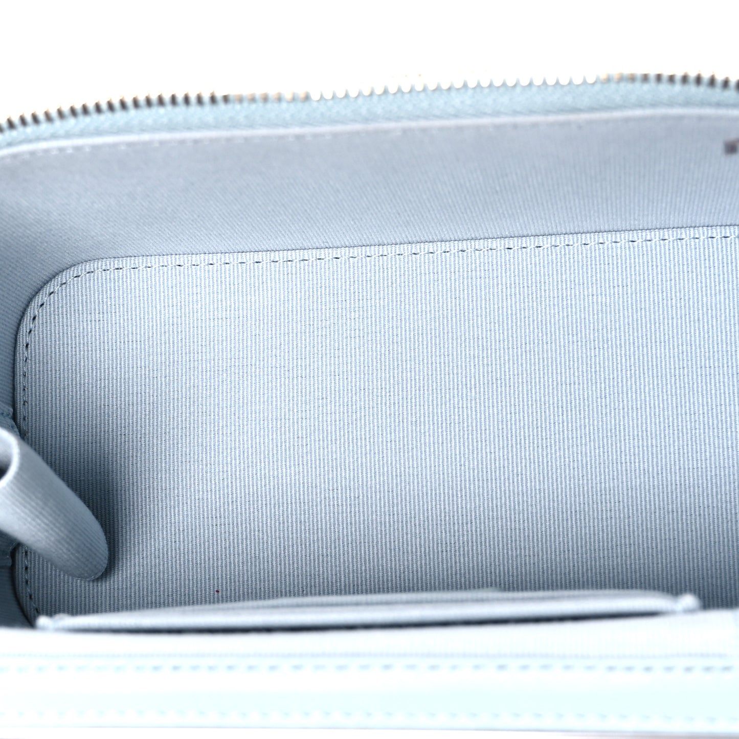 Lambskin Quilted Small Top Handle Vanity Case With Chain Light Blue