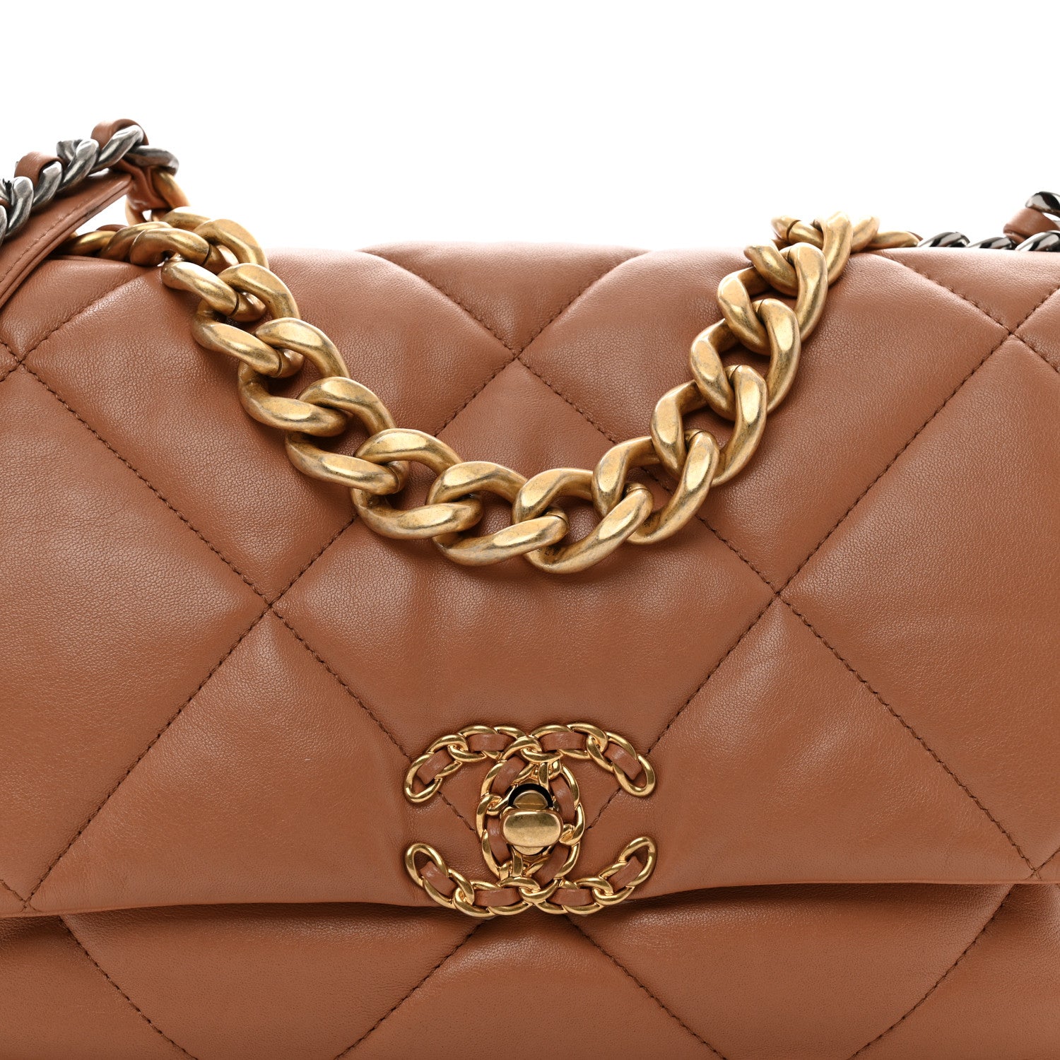 Chanel Lambskin Quilted Large Chanel 19 Flap Brown 5 of 10