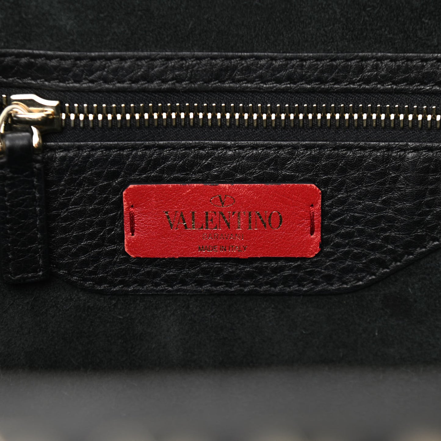 Grained Calfskin Rockstud Shoulder Tote Black