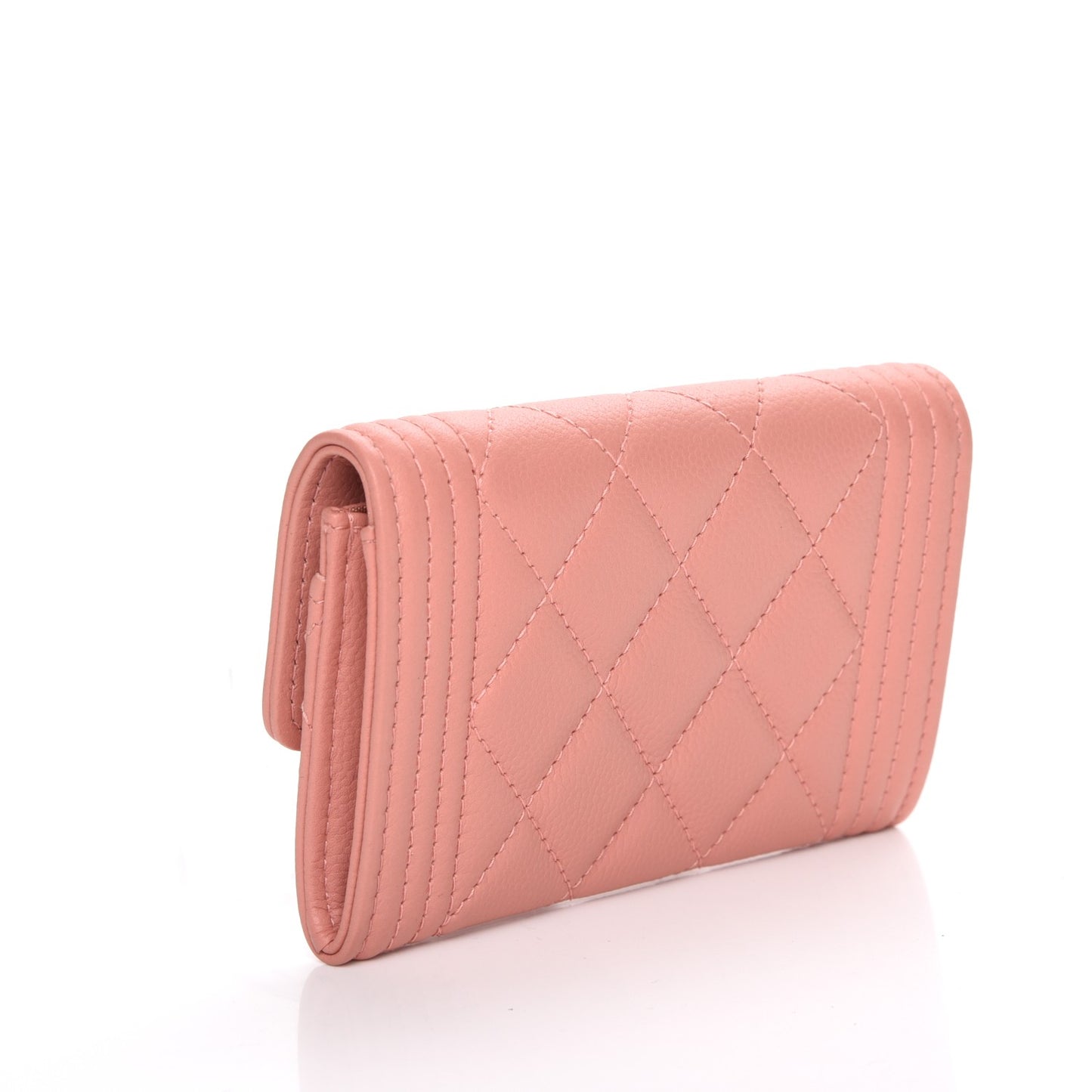 Caviar Quilted Boy Card Holder Wallet Light Pink