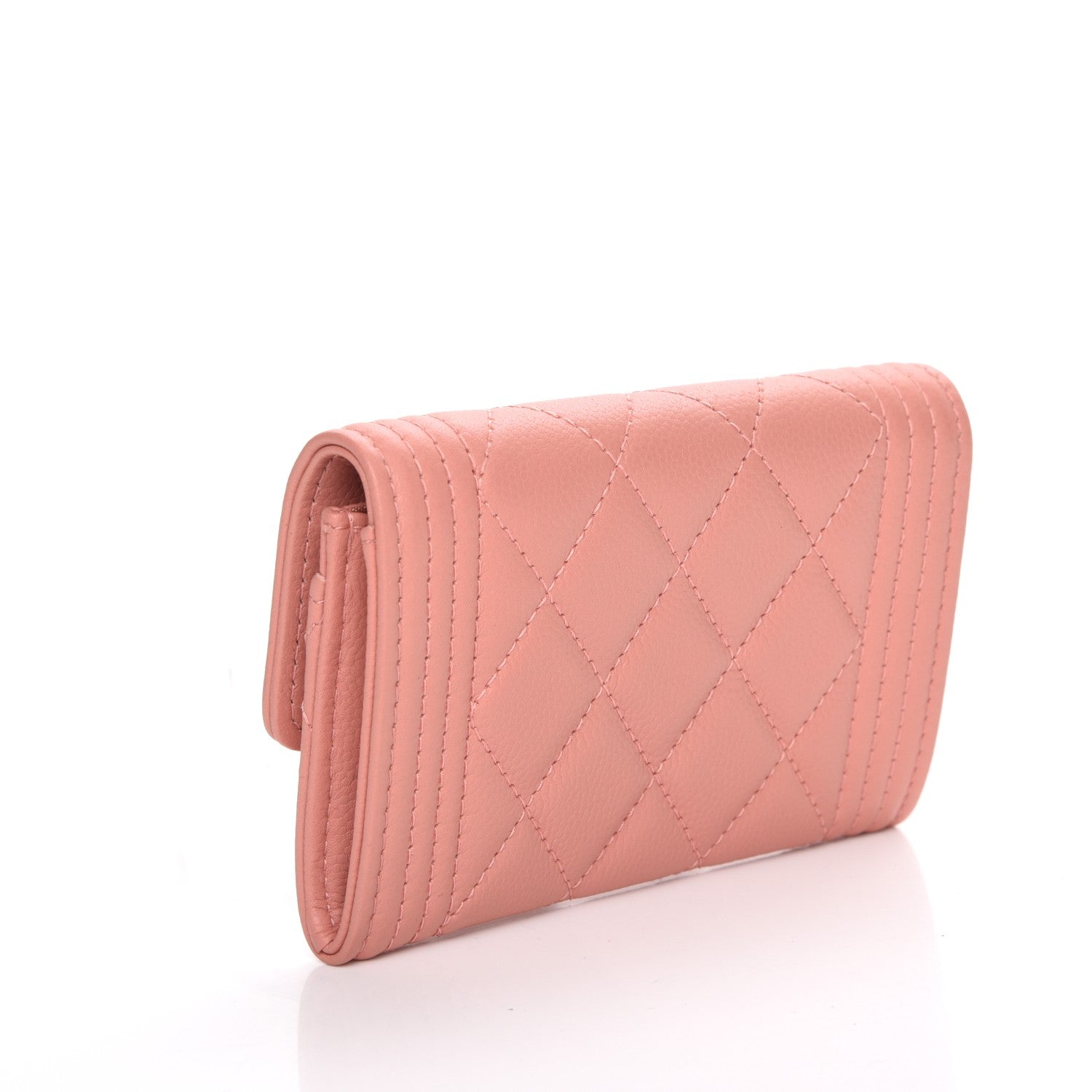 Chanel Caviar Quilted Boy Card Holder Wallet Light Pink 3 of 9