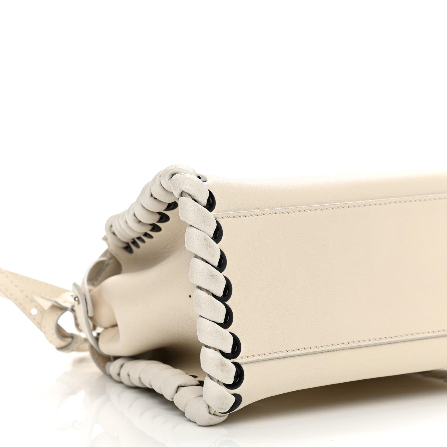 Fendi Nappa Lace Up Mini Peekaboo Iconic Satchel Bianco Carta 8 of 9