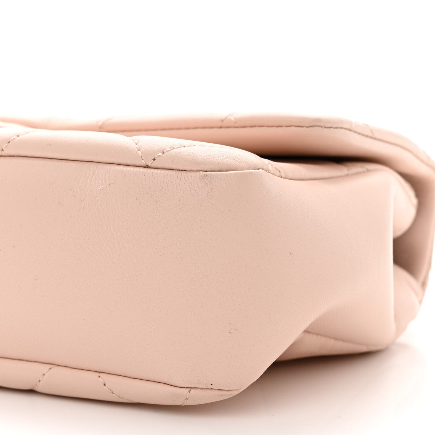 Lambskin Quilted Resin Bi-Color Chain Flap Bag Light Beige