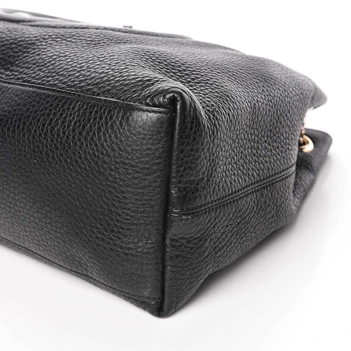 Pebbled Calfskin Medium Soho Chain Shoulder Bag Black
