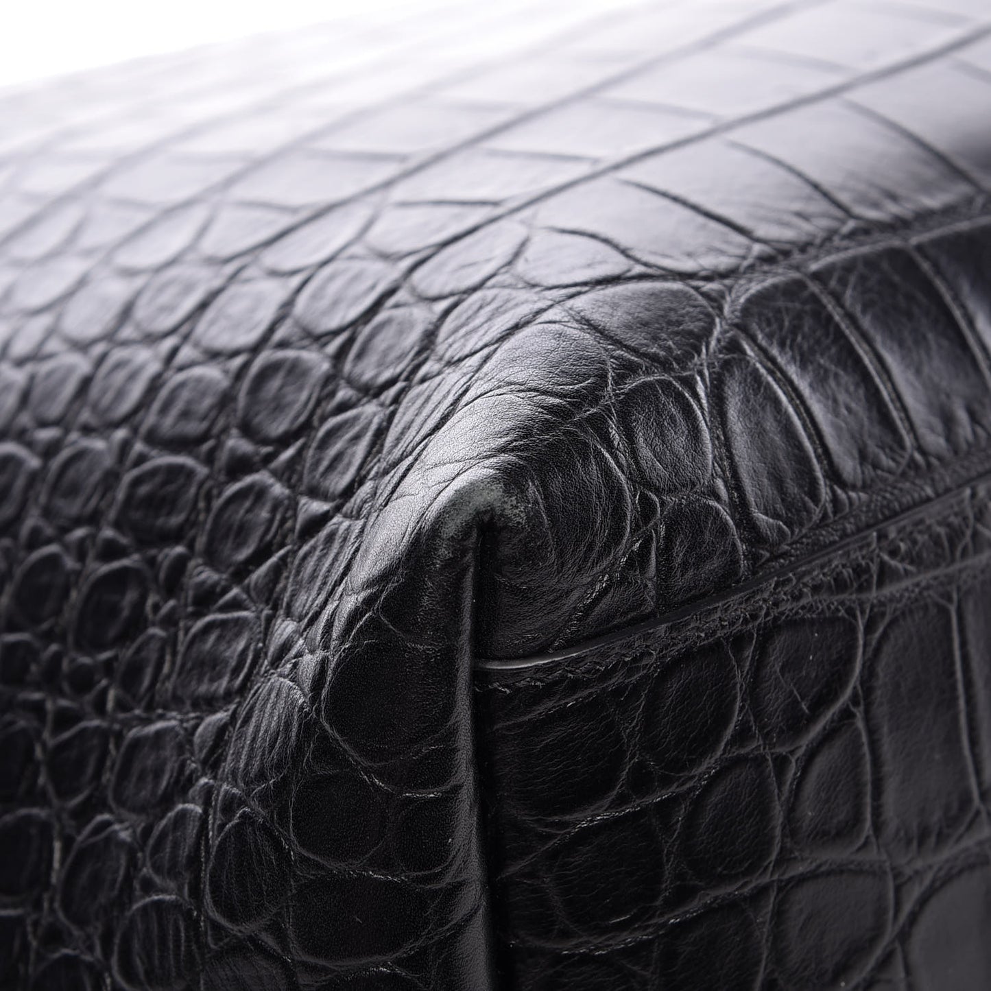 Croc Calfskin Embossed Bold Shopper Tote Black