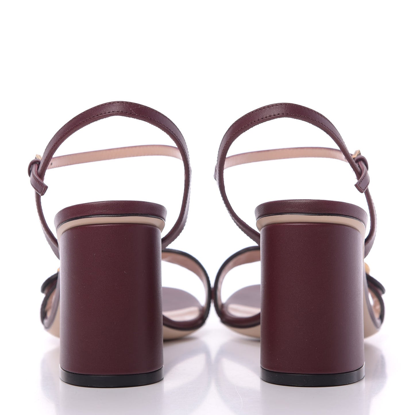 Lifford Calfskin GG Marmont Ankle Wrap 75mm Sandals 38 Vintage Bordeaux